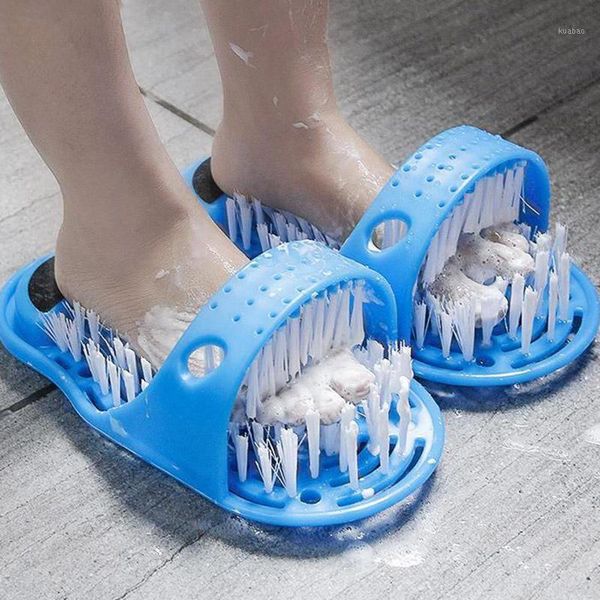 

plastic bath shoe pumice stone foot scrubber shower brush massager slippers for feet bathroom products care blue1, Black