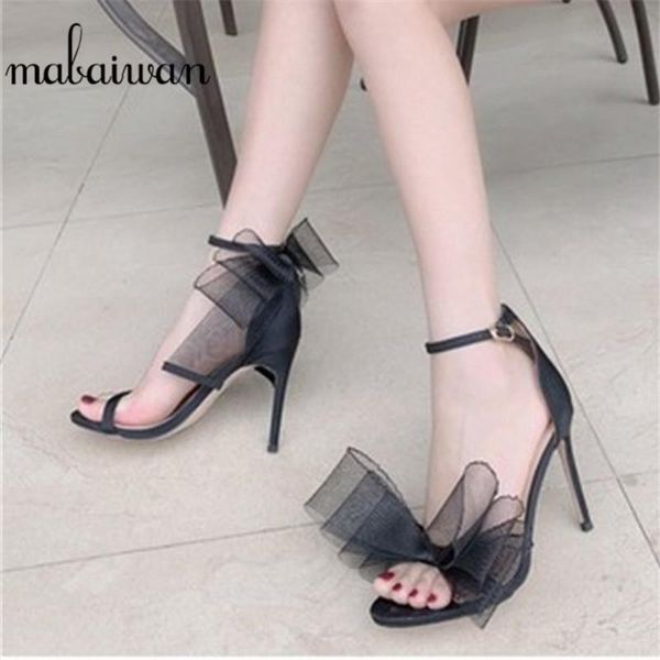 

mabaiwan 2021 fashion women narrow band sandals thin high heel wedding dress shoes party buckle open toe casual, Black