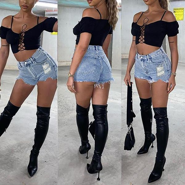 

female fashion casual denim shorts summer cool women booty high waists fur-lined leg-openings plus size ultra short jeans women's swimw, White;black