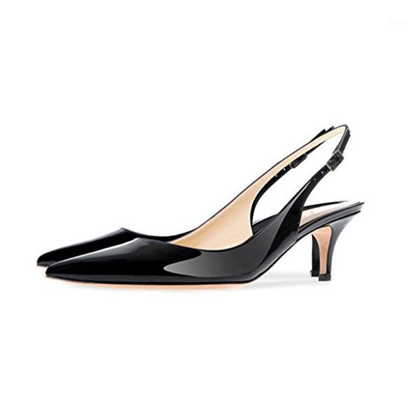 

dress shoes women slingback kitten heel pointed toe pumps for office1, Black
