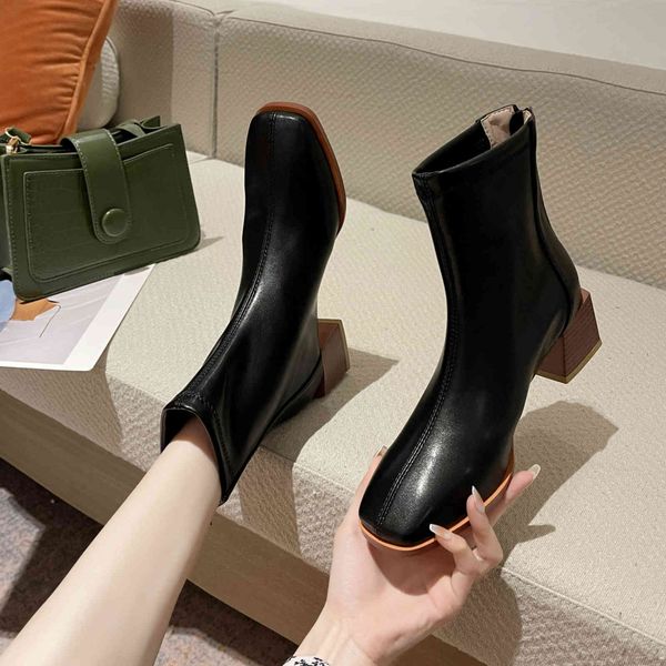 

dress shoes vento britÃ¢nico moda praÃ§a toe tornozelo botas outono inverno nova martin de tubo curto fino grossas Ãºnico fikq, Black