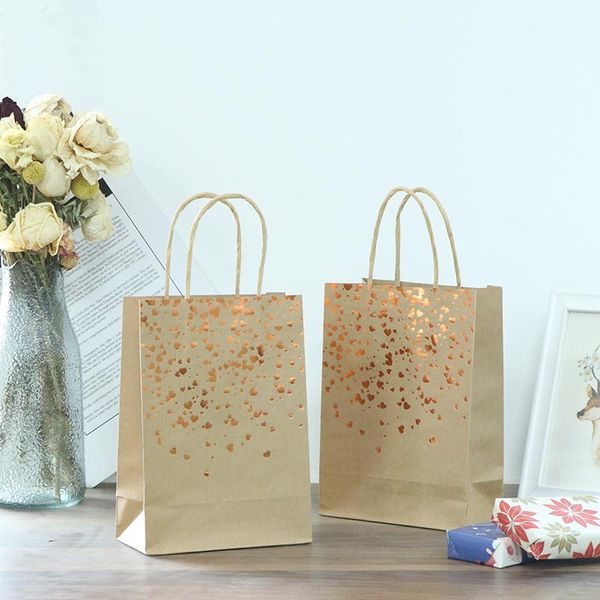 

10pcs kraft paper bag christmas gift with handle cookie packaging wrap