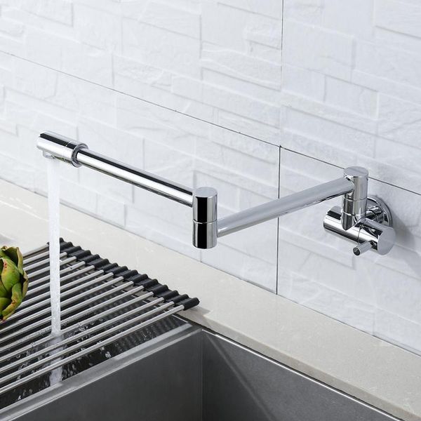 

kitchen faucets wall mounted swivel folding faucet single cold 360 degree rotating basin sink water tap chrome