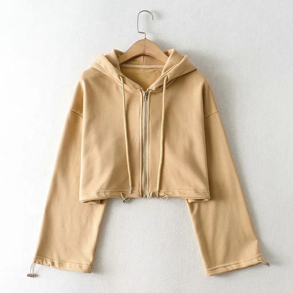 

early autumn street versatile high waist hooded sweater women's loose and thin jazz sports short open navel fashion, Black