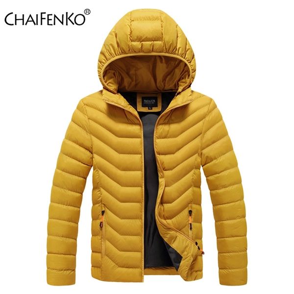 

chaifenko winter warm casual jacket parkas men autumn fashion streetwear men parkas windproof thick hooded slim solid coat men 210819, Black