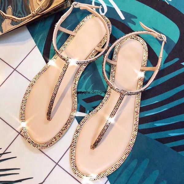 

blingbling shiny luxury crystal women flat sandals 2021 summer real leather rhinestone decor fashion casual flip flops, Black