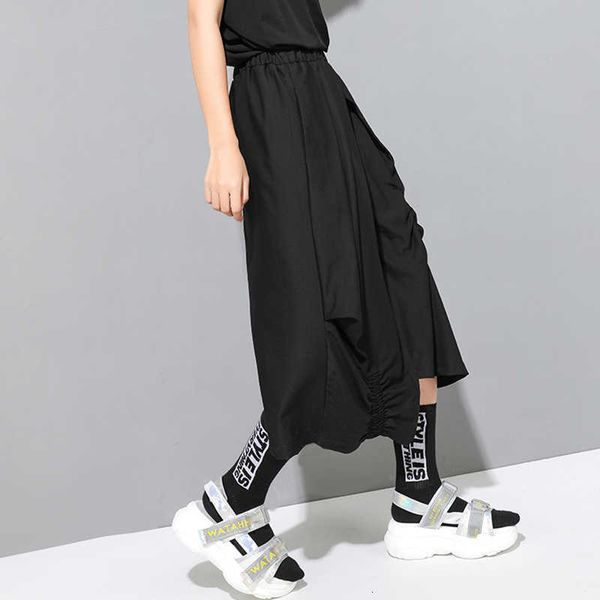 

skirts harajuku style black gothic skirt women fashion streetwear elastic high waist ruched asymmetrical midi long jupe gothique 2