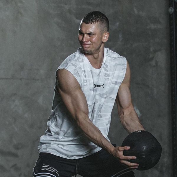 

men' tank summer mens camouflage fashion round neck sports vest casual sleeveless basketball training suit -40, White;black