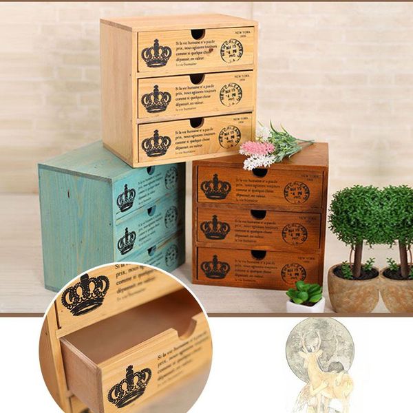 

storage drawers zakka home wooden drawer retro three layer deskdebris box multi-function mini cabinet organizer tool