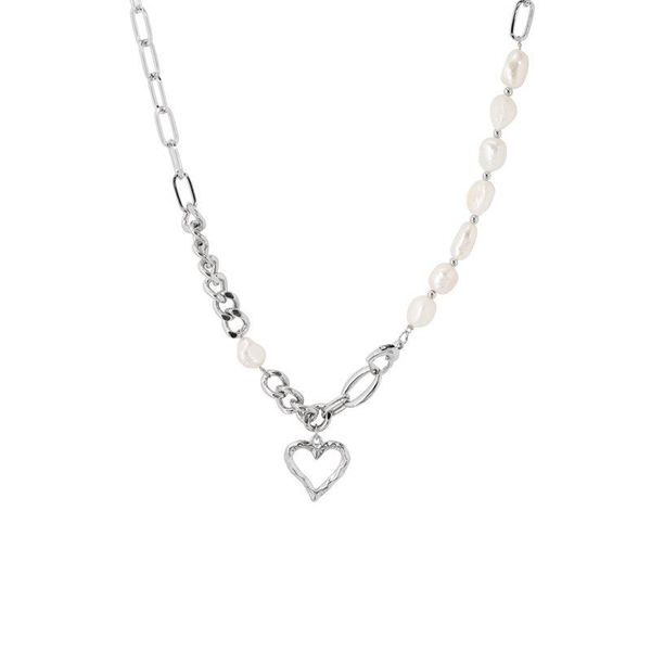 

chains potcet stainless steel love pearl cross titanium necklace pendant geometric fashion hip hop party jewelry, Silver