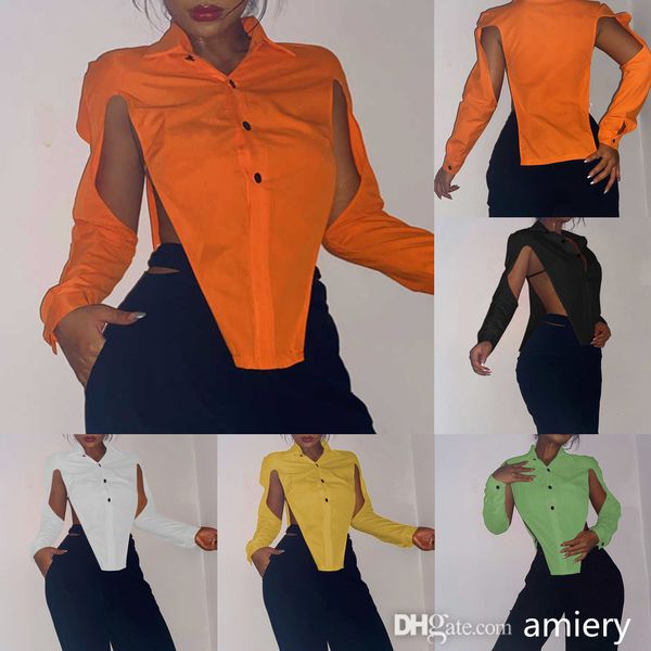 

women personalise blouses fashion solid color hollow out shirts lapel long sleeve loose shirt autumn and winter clothing s-xxxl, White