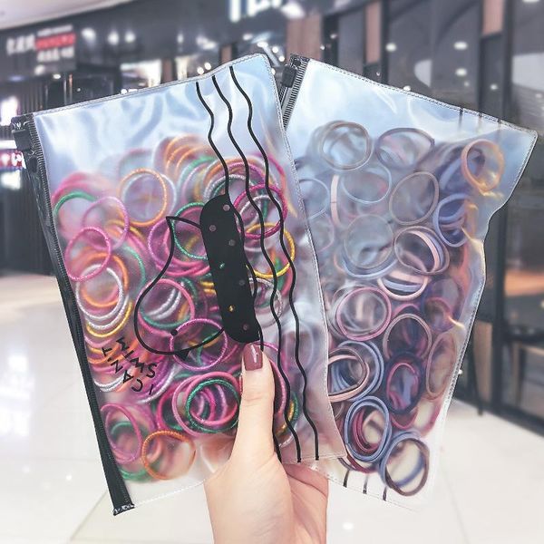 

hair accessories 100pcs kids headwear little girl cute color soft elastic bands baby girls lovely scrunchies rubber, Slivery;white