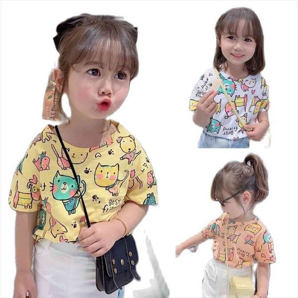 

vidmid girls summer short sleeve baby cartoon t shirt bottom tees childrens half clothing shirts p825, Blue