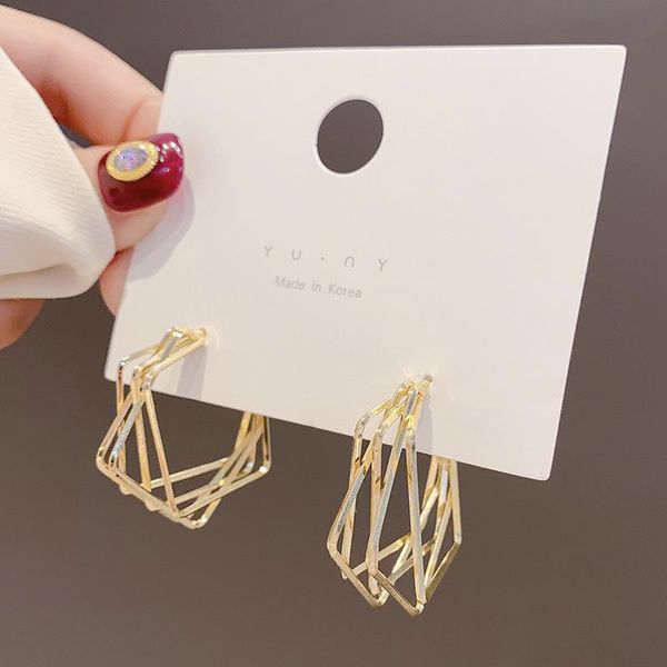 

dangle & chandelier lats japan korea irregular square earrings fashion trendy copper gold-plated for women 2021 jewelry brincos, Silver