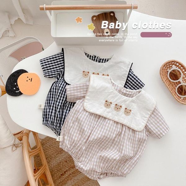 

rompers hipapa infant baby boy bodysuit cotton short sleeve clothes toddler girls outfits summer born bear embroidery clothing, Blue