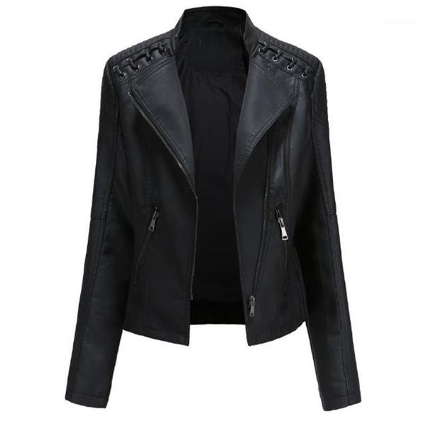 

faux leather pu jacket punk women spring autumn motorcycle black coat outwear gothic biker female streetwear women's &