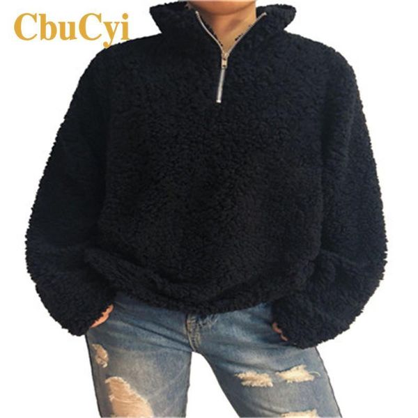 

women's hoodies & sweatshirts plus size women sweatshirt autumn winter long sleeve fashion warm casual shaggy pullover fuzzy srvz, Black
