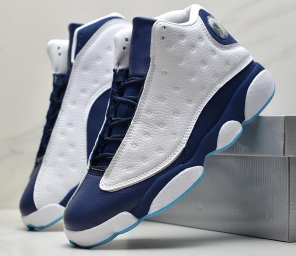 

with box 13 obsidian mans basketball shoes trainers sports 13s white obsidian-dark powder blue athletic outdoor sneakers 414571-144 us 7-13