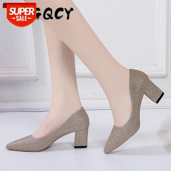 

sequins pointed pumps women shoes woman luxury bling high heels female shallow square heel ladies gold party wedding #m11i, Black