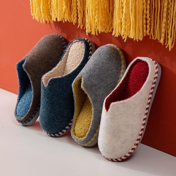 

winter solid flock house women cotton slippers bedroom memory foam couples shoes warm plush indoor ladies fur, Black