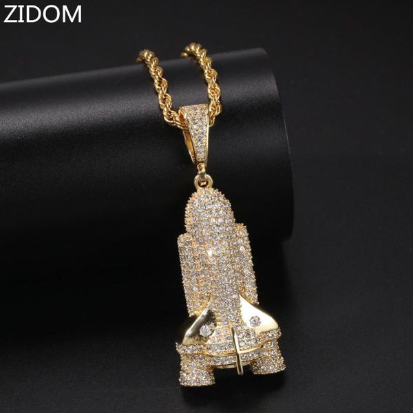 

pendant necklaces men hip hop iced out bling rocket zircon male hiphop pendants necklace fashion jewelry gifts, Silver