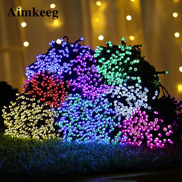 

strings led solar light string holiday fairy lamp 50/100/200/300led outdoor waterproof garden christmas decoration lights bar for home