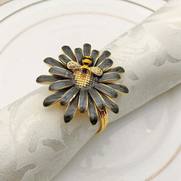 

napkin rings 6 pcs metal flower gray bee sunflower towel buckles holder for wedding party el home table decor