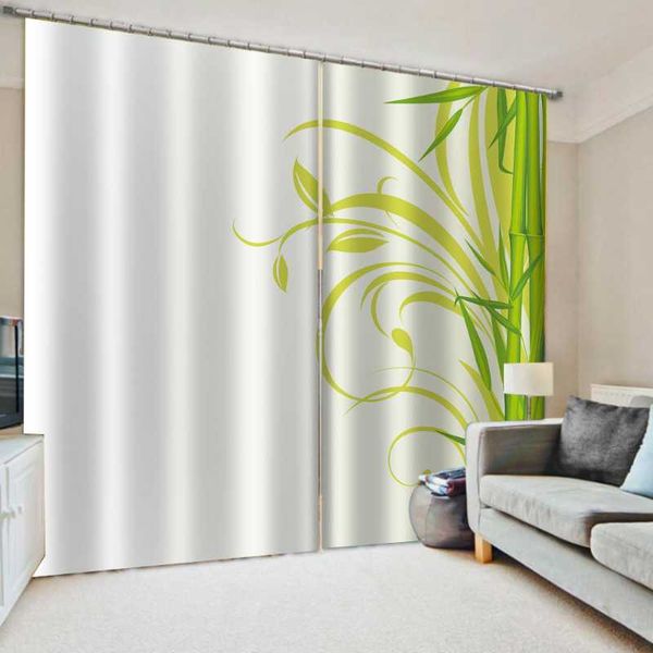

curtain & drapes custom 3d bamboo curtains green white for living room bedroom modern fashion brief window home