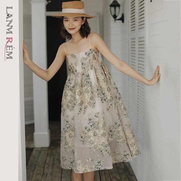 

women sling printing dress square collar neck sleeveless loose fit fashion tide summer arrivals 2e1617 210507, Black;gray