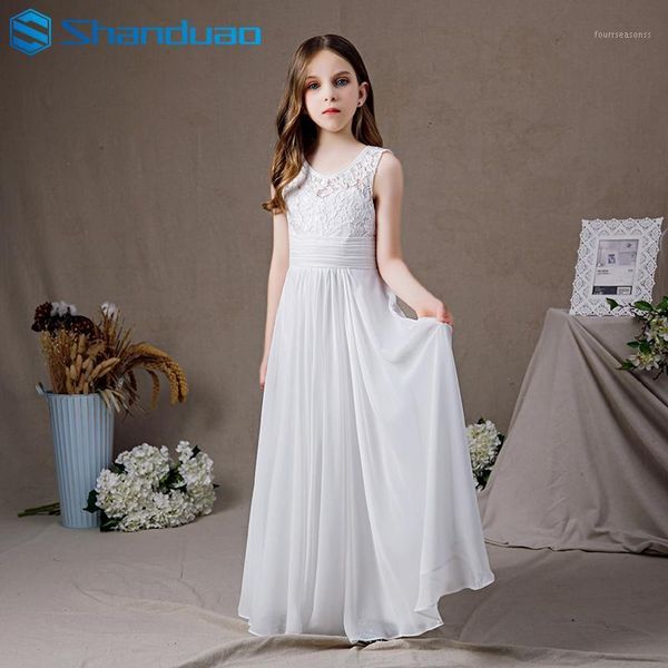 

girl's dresses a-line jewel neck floor length chiffon junior bridesmaid dress with pleats1, Red;yellow