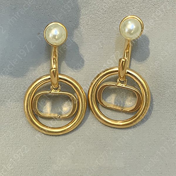 

charm designers stud women's pearl earrings classic letter ear lady earring gold jewelry accessories fashion gift for girls with box, Golden
