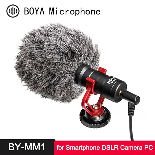 Boya By-MM1 Microfone Cardioid Shotgun para iPhone Android Smartphone Canon Nikon Sony DSLR Camera Consumer Câmara Câmera PC Mic