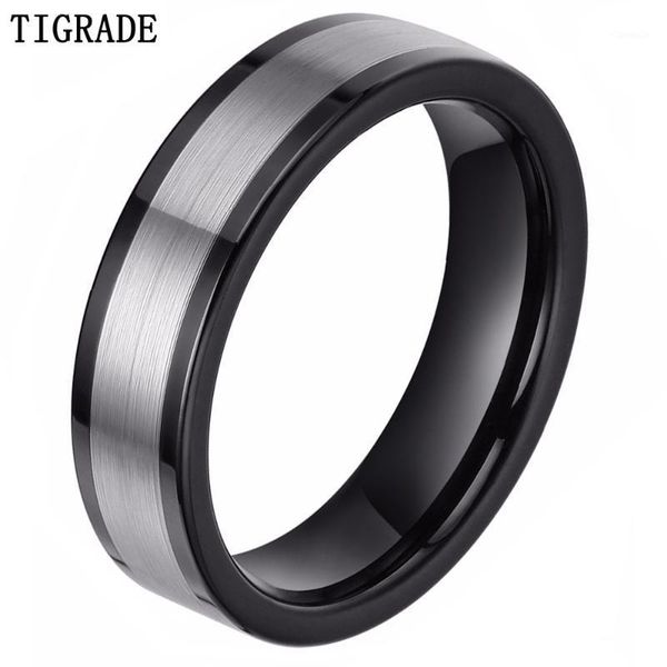 

cluster rings tigrade black silver color 6mm tungsten ring men women wedding band fashion finger jewelry party anel masculino, Golden;silver