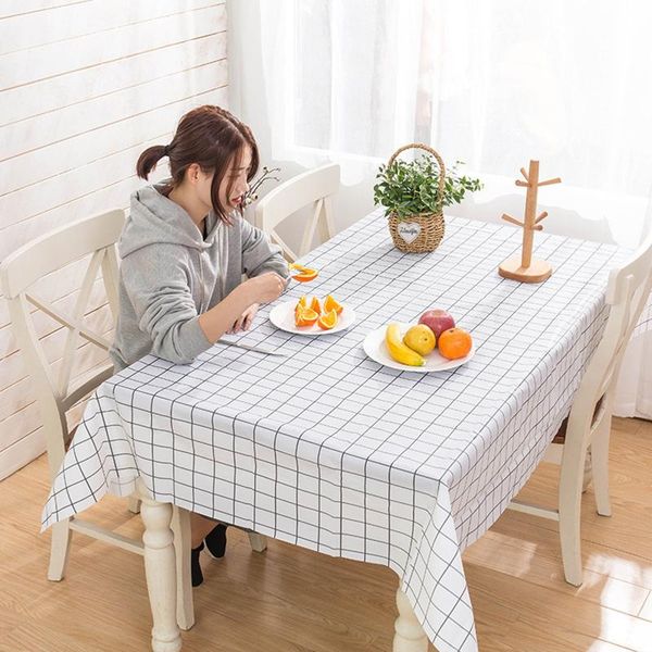 

table cloth waterproof and oil-proof tablecloth with simple checkered pattern 137*90cm pvc wash-home furnishing for stand do