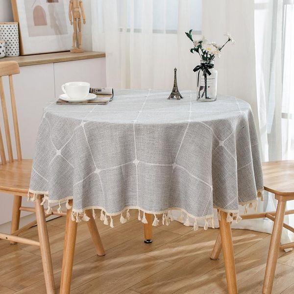 

table cloth japanese style gray embroidered tablecloth literary round coffee dining decor