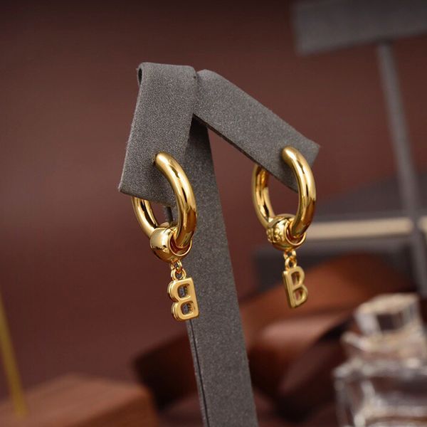 

european and american gold b letters earrings earrings new wave exaggerated small people design advanced fashion personal earrings, Golden;silver