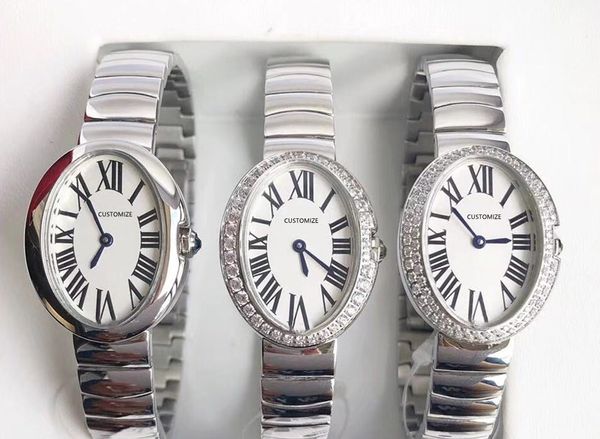 32mm Classic Stewerlesss Watch Oval Baignoire Quartz Assista Sapphire Rosto Relógio Relógio Classic Marca Acessórios para mulheres