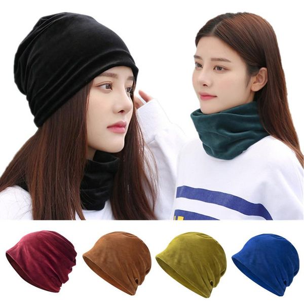 

beanies shatangju multifunction women warm beanie hat snood scarf autumn winter hats outdoor solid color fleece face mask for