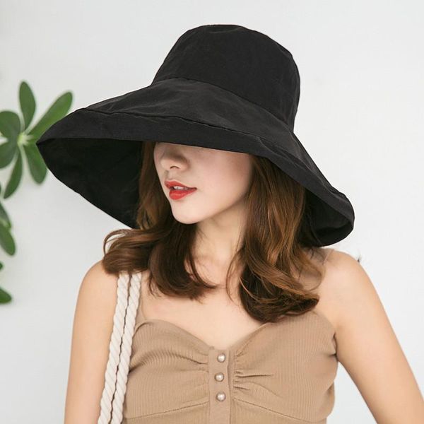 

wide brim hats japanese big sun hat peach skin bucket women outdoor, Blue;gray