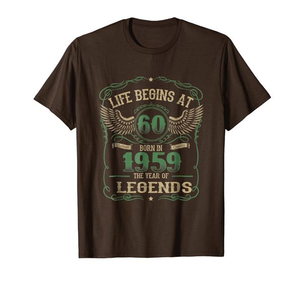 

mens life begins at 60 vintage born in quality 1959 t shirt, White;black
