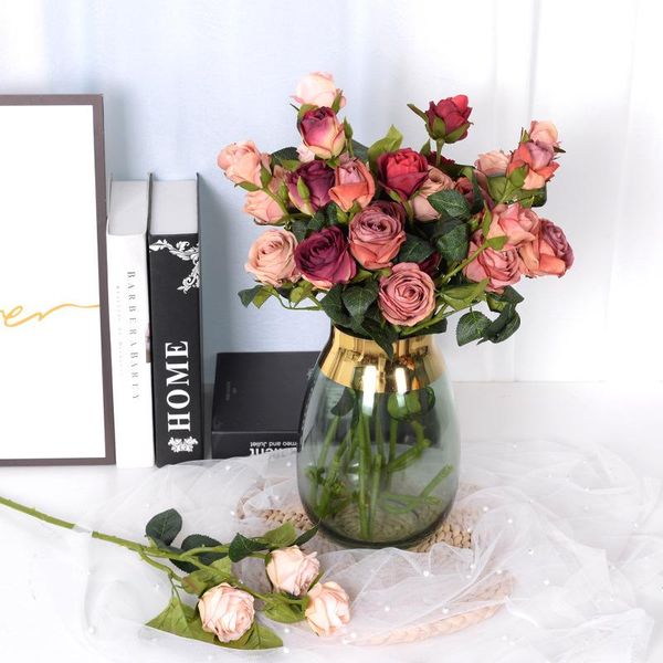 

decorative flowers & wreaths silk roses artificial fake flower bouquet rose artificielle for wedding home garden decor valentine's day