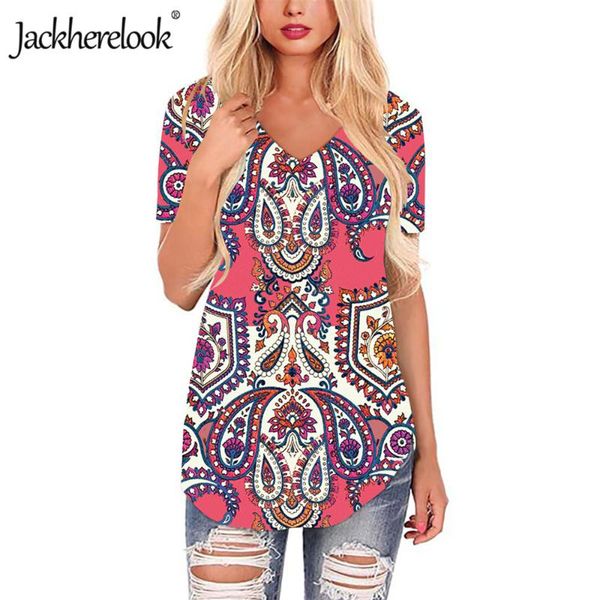 

jackherelook polynesian tribal floral ethnic print casaul short sleeve shirts v-neck blouse for women's clothing blusas mujer blouses &, White