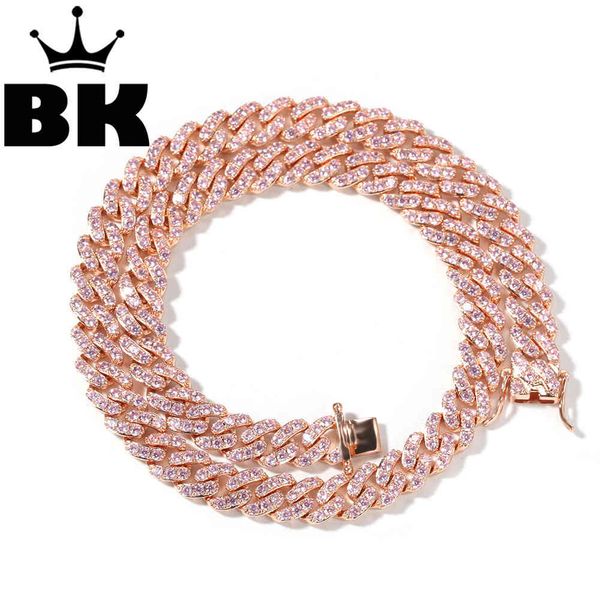

the bling king 9mm micro pave iced cz cuban link necklaces chains luxury bling jewelry fashion hiphop for men x0509, Black