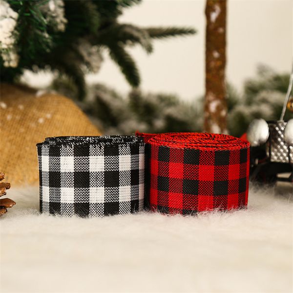 

christmas decorations simple style black and white grid ribbon burlap ribbon christmas gift cake box packaging ribbon