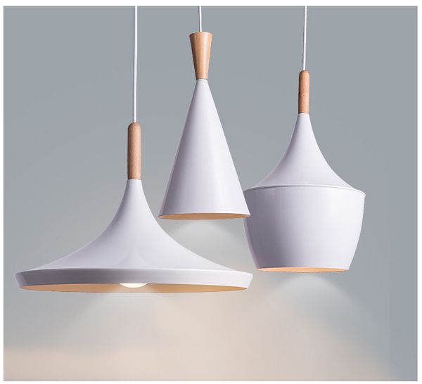 Illuminazione a sospensione in legno vintage nordico Lampadario scandinavo a soffitto Paralume bianco appeso Soggiorno Sala da pranzo per la cucina