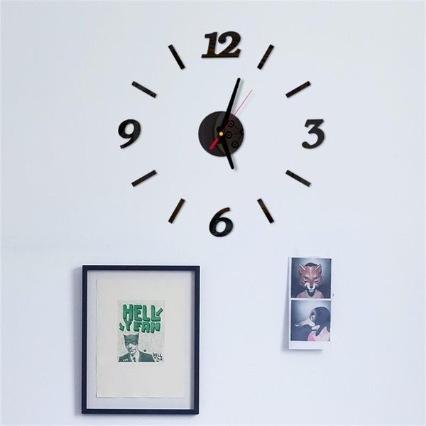 

3d diy roman numbers acrylic mirror wall sticker clock home decor mural decals stickers for living room bedroom decora clocks