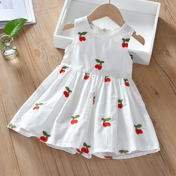 

girls dress summer vest children's girl clothes sweet sleeveless printed princess 210515, Red;yellow