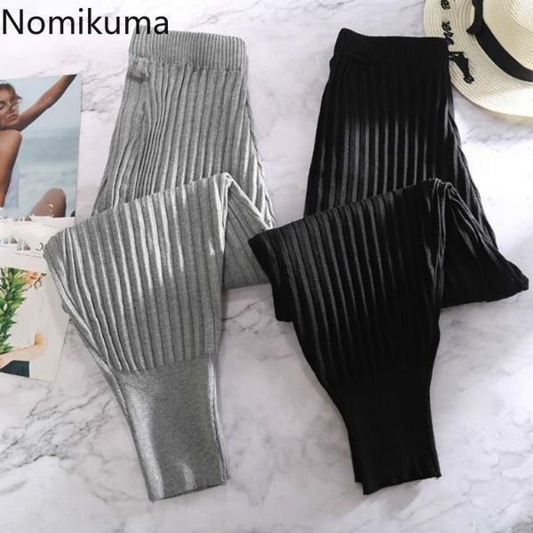 

autumn winter knitted harem korean womens pant high waist ankle length trousers causal women sweater 6b612, Black;white