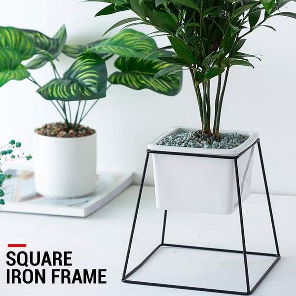

planters & pots creative flower stand square shape vase black beautiful plant pot rack flowerpot frame home decoration planting garden