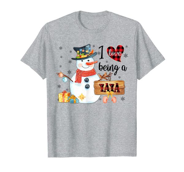 

i love being a yaya snowman family funny xmas gifts t-shirt, White;black